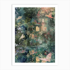 Fairy House Collage Pond Monet Scrapbook 4 Art Print