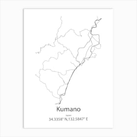 Kumano,Japan Minimalist Map Poster