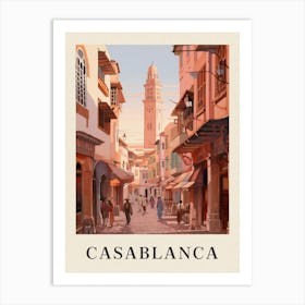 Casablanca Morocco 1 Vintage Pink Travel Illustration Poster Art Print