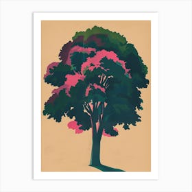 Boxwood Tree Colourful Illustration 3 Art Print