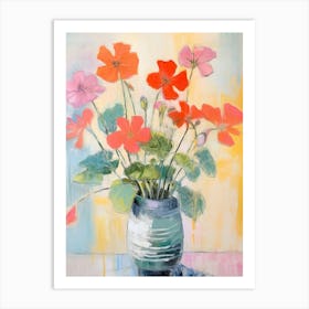 Flower Painting Fauvist Style Geranium 2 Art Print