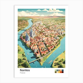 Nantes, France, Geometric Illustration 2 Poster Art Print