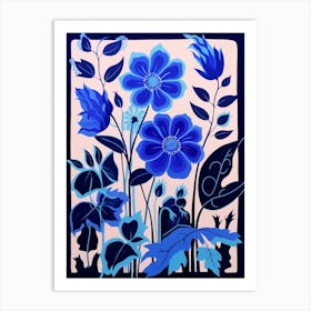 Blue Flower Illustration Canterbury Bells 3 Art Print