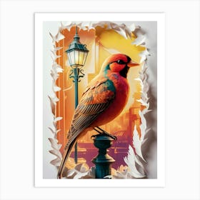 Bird On A Lamppost Art Print