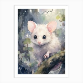 Light Watercolor Painting Of A Nocturnal Possum 2 Art Print