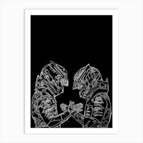 Formula 1 Drivers shaking hands, minimalist line drawing Art Print