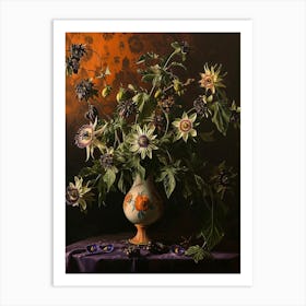 Baroque Floral Still Life Passionflower 3 Art Print