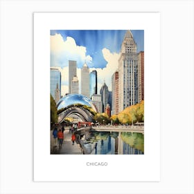 Chicago Watercolour Travel Poster 3 Art Print