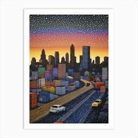 Tacoma Museum District Pointillism 13 Art Print