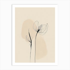 Flowers On A Beige Background Art Print