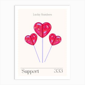 Hearts Retro Support Angel Numbers 333 Art Print