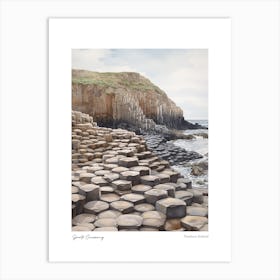 Giants Causeway, Northern Ireland 1 Watercolour Travel Poster Art Print