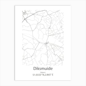 Diksmuide,Belgium Minimalist Map Art Print