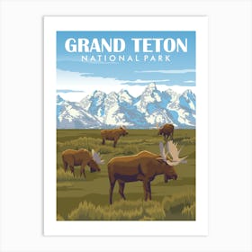 Grand Teton National Park Vintage Travel Poster Art Print