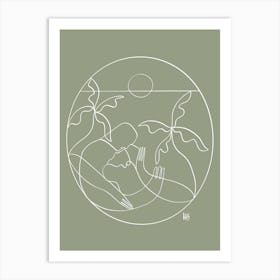 Dreamers 5 Sage Line Art Print