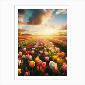 Tulip Field At Sunset 3 Art Print