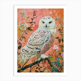 Floral Animal Painting Snowy Owl 2 Art Print