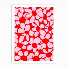 Pink and red abstract flower art print Art Print