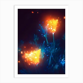 Magical fantasy flowers Art Print