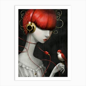 Girl With Headphones 42 Art Print