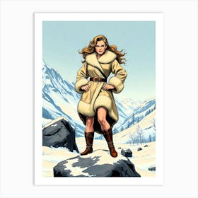 Confident Nordic Women Portrait Drawing Art Print