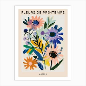 Spring Floral French Poster  Asters 3 Art Print
