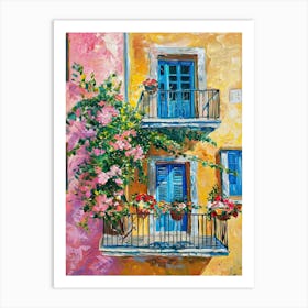 Balcony Painting In Rhodes 2 Art Print