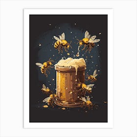 Colletidae Bee Storybook Illustration 6 Art Print