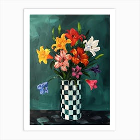 Checkered Lilies Art Print