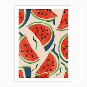 Watermelon Pattern Illustration 1 Art Print