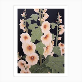 Flower Illustration Hollyhock 2 Art Print