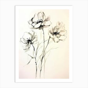 Black And White Flowers 11 Art Print