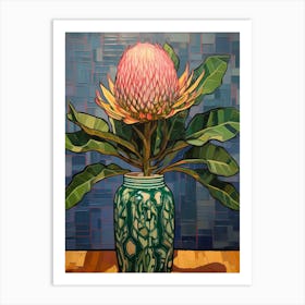 Flowers In A Vase Still Life Painting Protea 3 Art Print