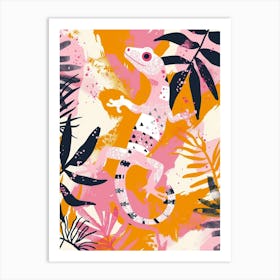 Golden Gecko Abstract Modern Illustration 1 Art Print