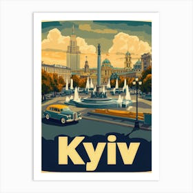 Aihrgdesign A Retro Travel Poster For Kyiv 1 Art Print