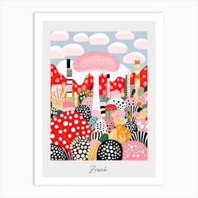 Poster Of Zurich, Illustration In The Style Of Pop Art 1 Art Print