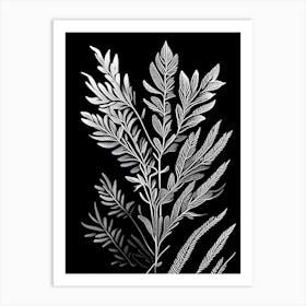 Rosemary Leaf Linocut 1 Art Print