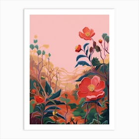 Boho Wildflower Painting Wild Rose 2 Art Print