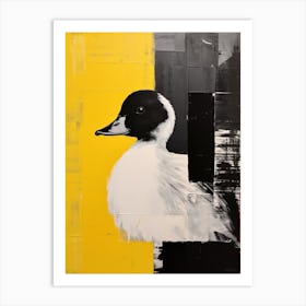 Textured Painting Of A Duckling Black & White Collage Style 6 Art Print