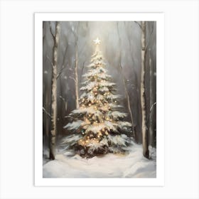 Christmas Tree illumination In The Woods Art Print