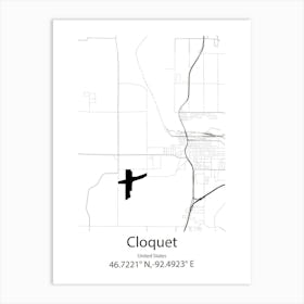 Cloquet,United States Minimalist Map 1 Art Print