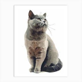 British Shorthair Cat Clipart Illustration 2 Art Print