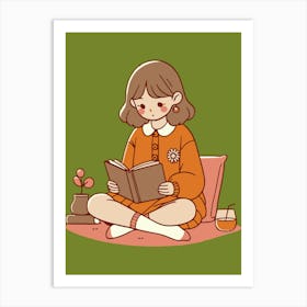 Girl Reading A Book Art Print