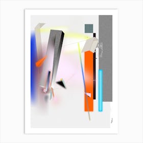 Coloful Geometric Abstraction White Orange And Blue Sky Art Print