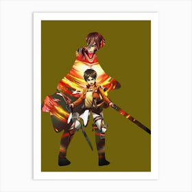 Anime Negative Space ― Eren Jaeger Fight Shingeki No Kyojin Attack On Titan Art Print