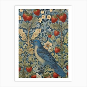 William Morris Blue Bird With Strawberries Art Print