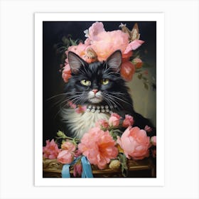Rococo Style Painting Of A Black Cat 3 Art Print
