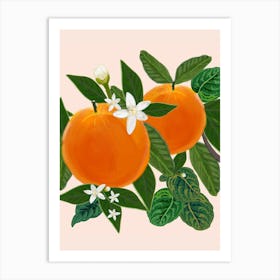 Orange And Flowers Art Print