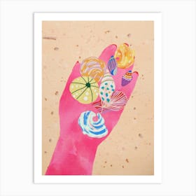 Hand Holding Seashells Art Print
