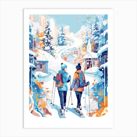 Heavenly Mountain Resort   California Nevada Usa, Ski Resort Illustration 3 Art Print